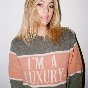 ROWING BLAZERS x GYLES & GEORGE women’s grey “i’m a luxury” sweater